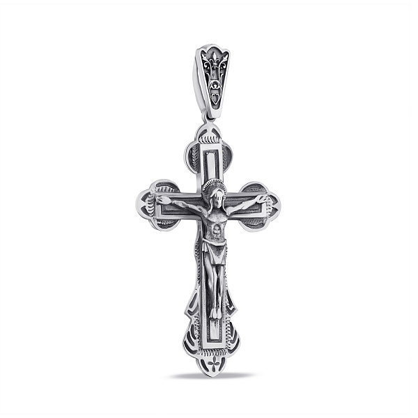 Срібний масивний хрестик з розп'яттям (арт. 7904/R022пю) – зображення 1