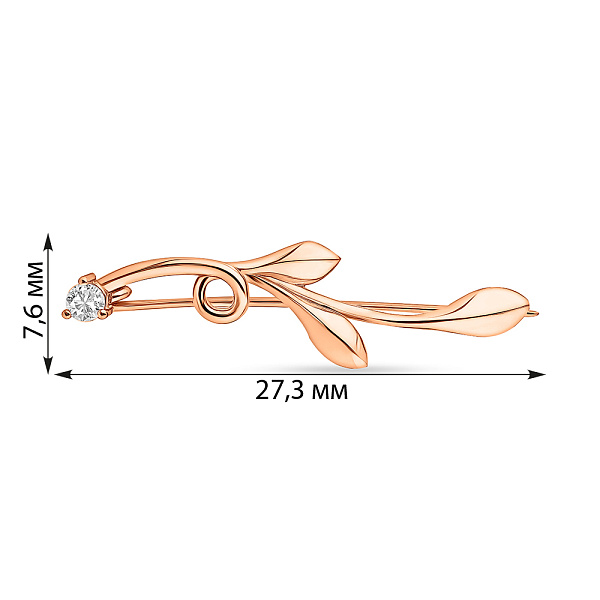 Золота брошка з фіанітом (арт. 360088) – зображення 3