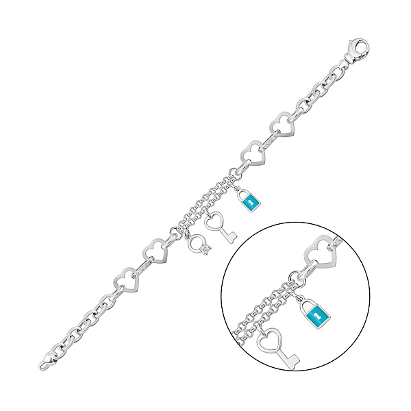 Браслет з білого золота з підвісками (арт. 324245бегП3) – зображення 1