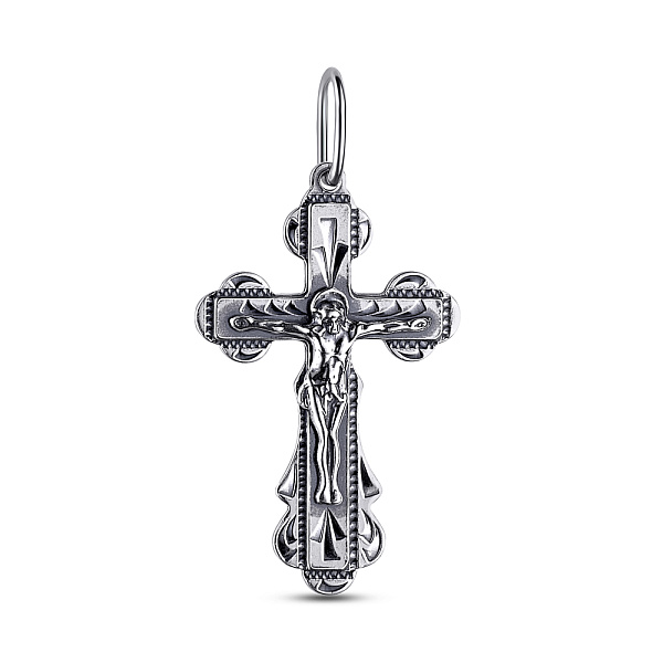 Срібний натільний хрестик з розп'яттям (арт. 7904/3532-ч) – зображення 1