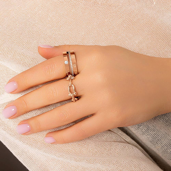 Кольцо из красного золота с фианитами (арт. 156591) – изображение 3