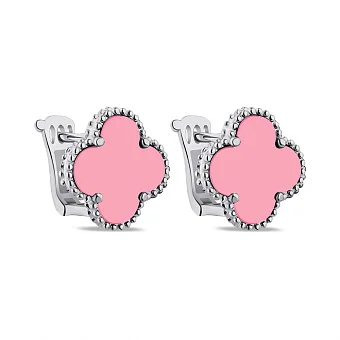 Серебряные серьги Клевер с ониксом (арт. 7502/3929/15ор)