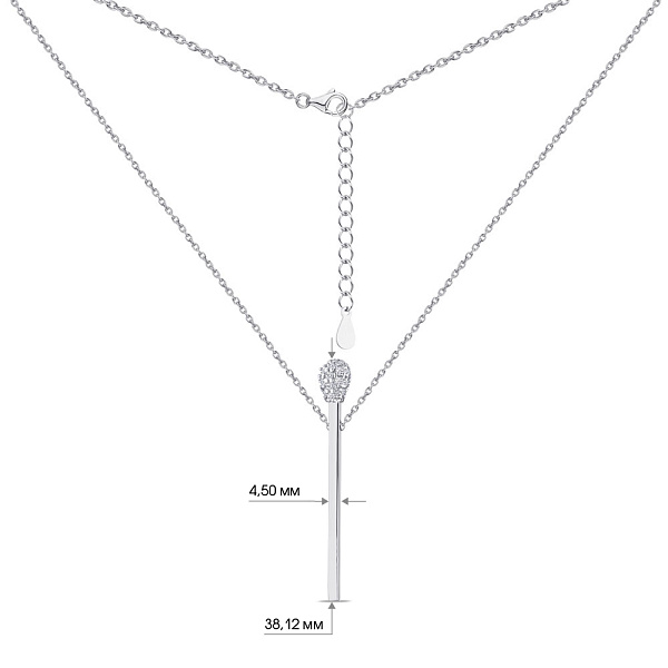 Серебряное колье "Спичка" с фианитами (арт. 7507/976) – изображение 3