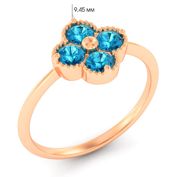 Каблучка з червоного золота з топазом (арт. 141246Птг) – зображення 6