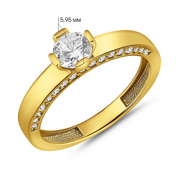 Золотое помолвочное кольцо с фианитами (арт. 141035ж) – изображение 2