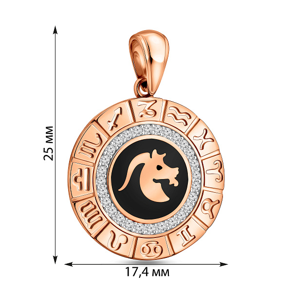 Подвес золотой "Козерог" с эмалью и фианитами (арт. 440681ечк) – изображение 4