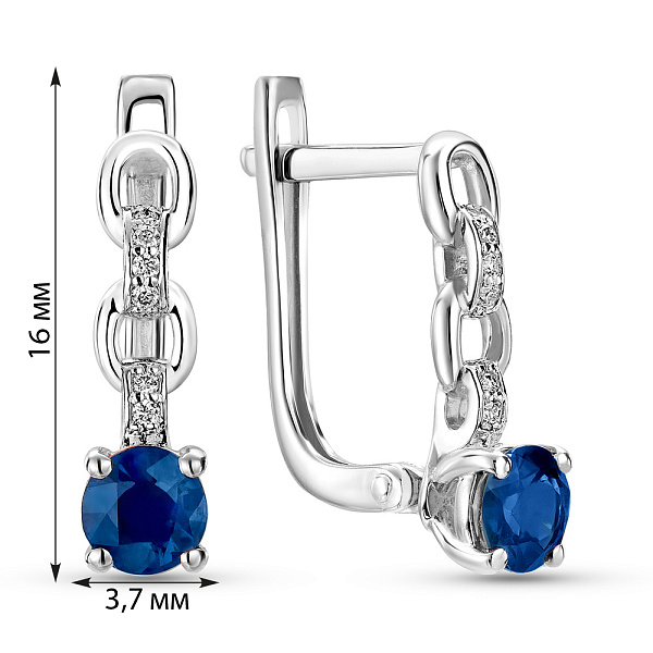 Золотые серьги с сапфиром и бриллиантами (арт. С011322бс) – изображение 2