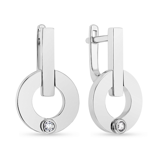 Серьги из белого золота с фианитами (арт. 108318б) – изображение 1