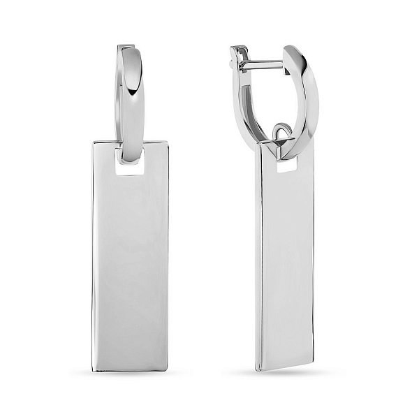 Золотые сережки-подвески в белом цвете металла (арт. 107745б) – изображение 1