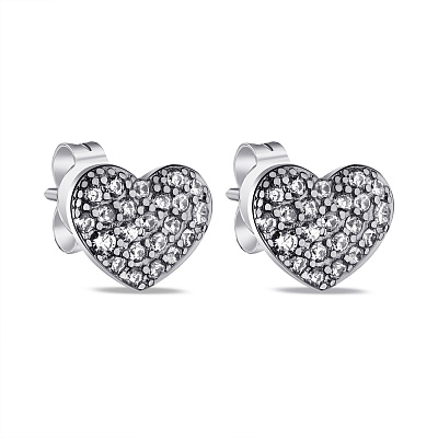 Сережки зі срібла в формі серця з фіанітами (арт. 7518/6772)