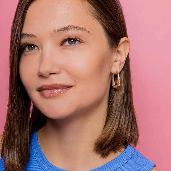 Серьги из красного золота с фианитами (арт. 1091371) – изображение 3