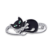 Срібна брошка «Кошеня» з емаллю та фіанітами (арт. 7505/7116реч)