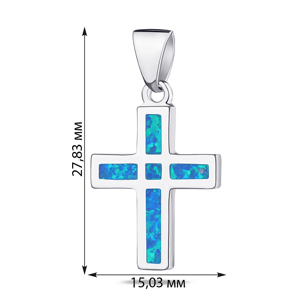 Серебряная подвеска-крестик с опалом (арт. 7503/2859Пос) – изображение 2