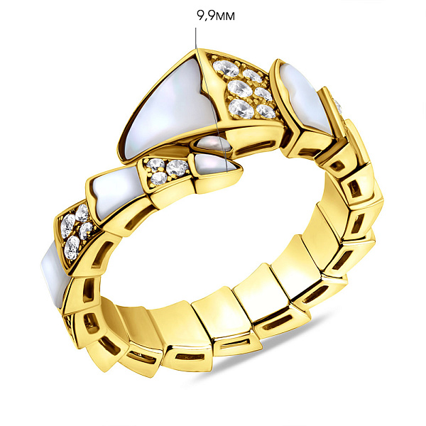 Серебряное кольцо с перламутром и фианитами (арт. 7501/6542жп) – изображение 2