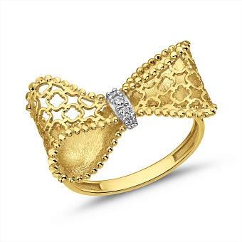 Золотое кольцо Бантик Francelli с бриллиантами (арт. К141351010ж)