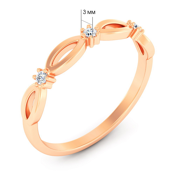 Кольцо из красного золота с бриллиантами (арт. К011859005) – изображение 2