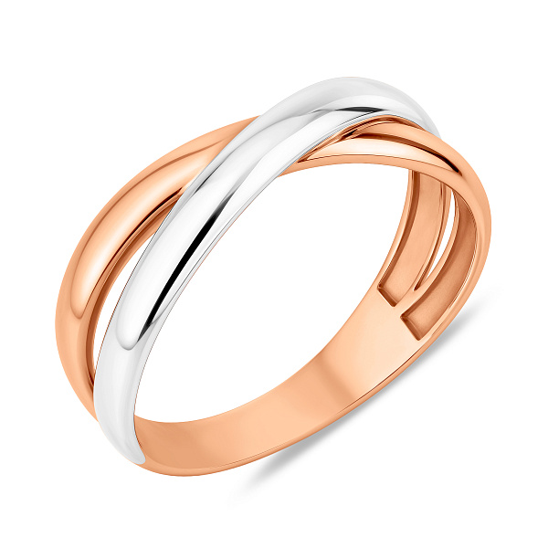 Кольцо Переплетение из комбинированного золота (арт. 140879) – изображение 1