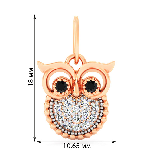 Золотой кулон Сова с фианитами  (арт. 440977) – изображение 3