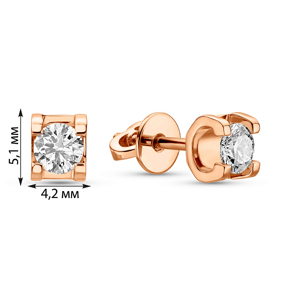 Золотые пусеты с бриллиантами (арт. Т011152040) – изображение 5