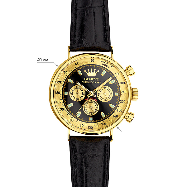 Золотые кварцевые часы с кожаным ремешком (арт. 260240жчч) – изображение 5