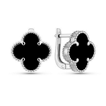 Серьги из белого золота с ониксом (арт. 1101201/10бо)