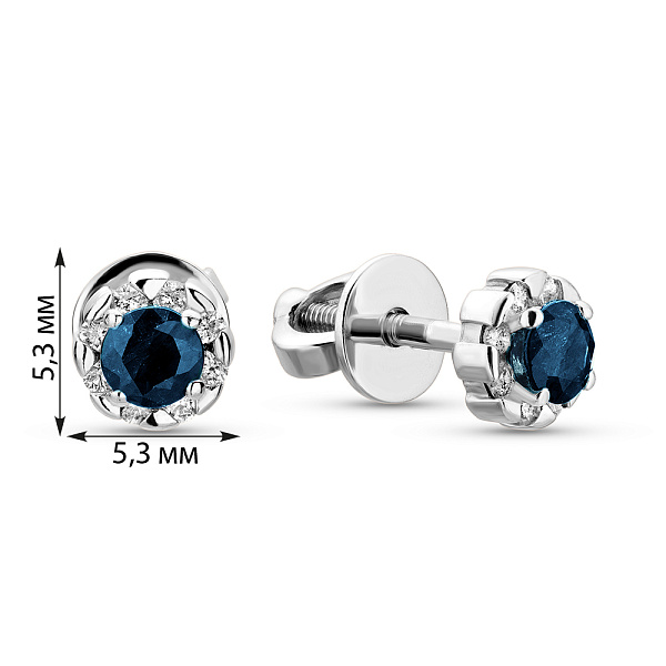 Сережки из белого золота с сапфиром и бриллиантом (арт. Т011087бс) – изображение 5