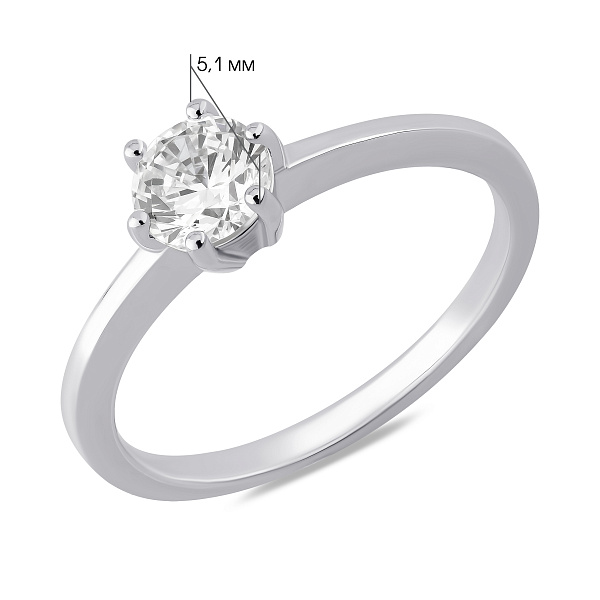 Серебряное кольцо с одним фианитом (арт. 7501/8329) – изображение 2