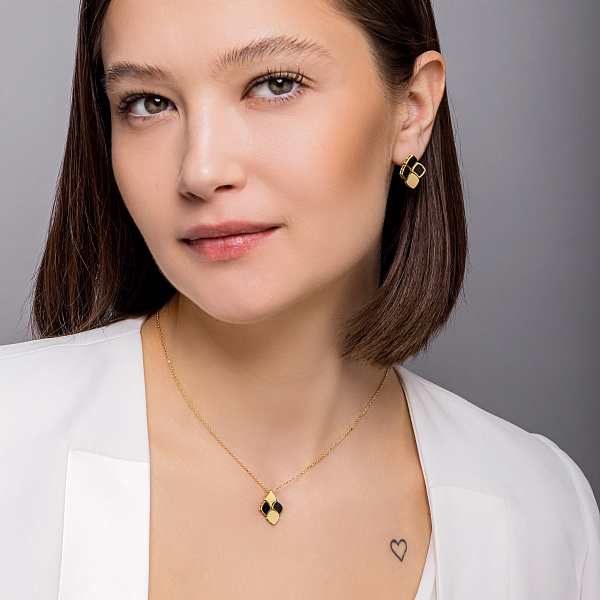 Золотые серьги Francelli с ониксом (арт. 1091342жо) – изображение 5