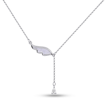 Серебряное колье Крыло с перламутром (арт. 7507/2229п)