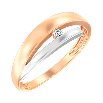 Фото Кольцо золотое в красном и белом цвете металла (арт. 154775кб)