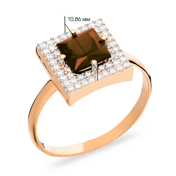 Золотое кольцо с кварцем и фианитами (арт. 140594Пкр) – изображение 2