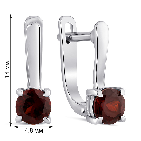 Серебряные сережки с гранатами (арт. 7502/2181446Г) – изображение 2