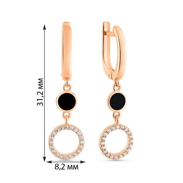 Серьги из красного золота с эмалью и фианитами (арт. 2190213101) – изображение 5