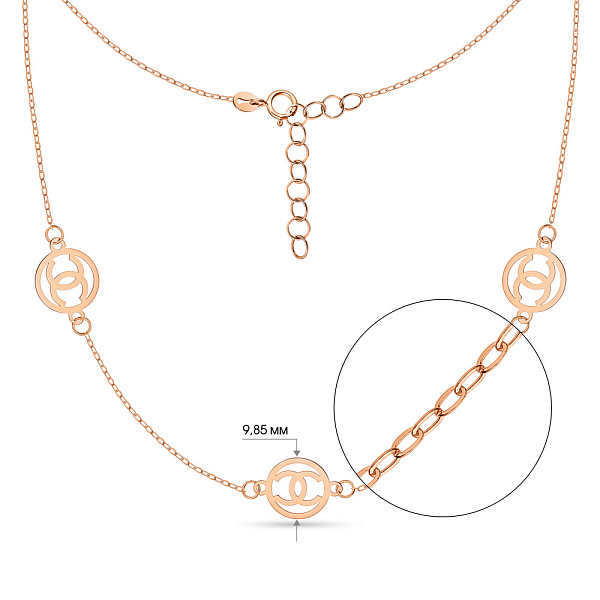 Золотое колье в красном цвете металла без камней (арт. 352174) – изображение 2