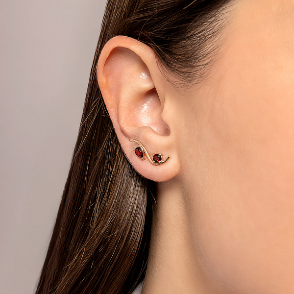 Золоті сережки з гранатом  (арт. 1101070Пк) – зображення 2