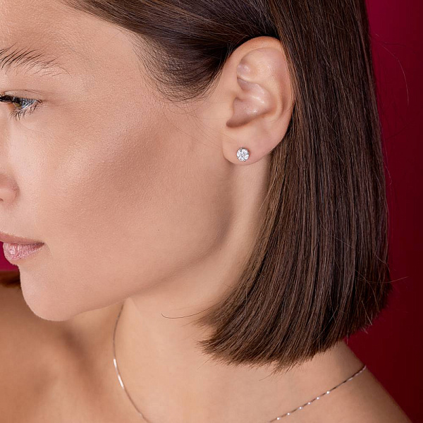 Пусети з білого золота з діамантами (арт. Т011303040б) – зображення 2