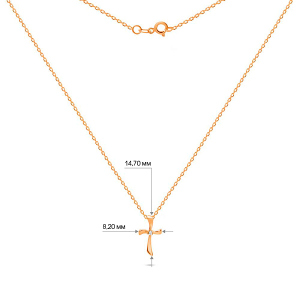 Золоте кольє "Хрестик" з фіанітом (арт. 350963) – зображення 3