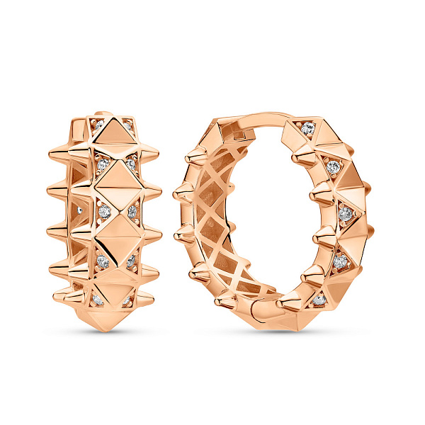 Серьги-кольца из красного золота с фианитами (арт. 1091392/20) – изображение 1