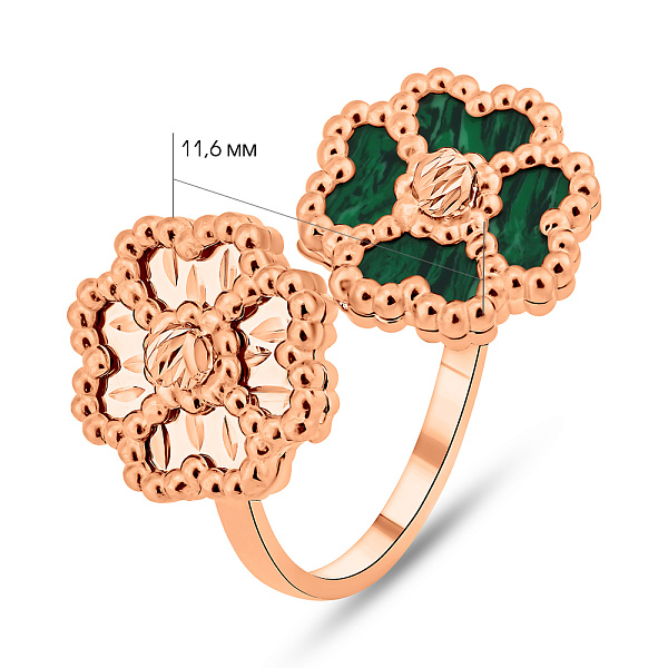 Золотое кольцо Клевер с малахитом (арт. 156604млх) – изображение 5