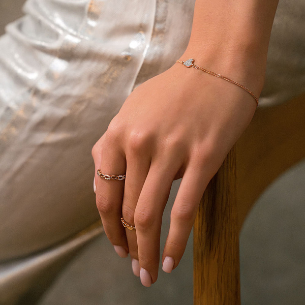 Кольцо из красного золота с фианитами (арт. 1108728101) – изображение 3