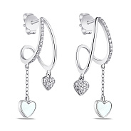 Серебряные серьги с перламутром и фианитами (арт. 7518/6361п)