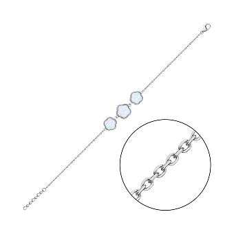 Серебряный браслет с белым опалом (арт. 7509/4811Поб)