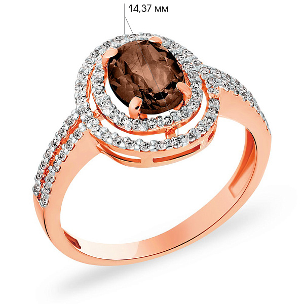 Золотое кольцо с кварцем (арт. 140456Пкр) – изображение 2