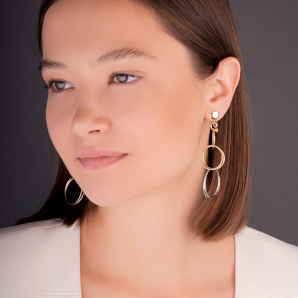 Довгі сережки Francelli з жовтого і білого золота (арт. 1091212жб) – зображення 3