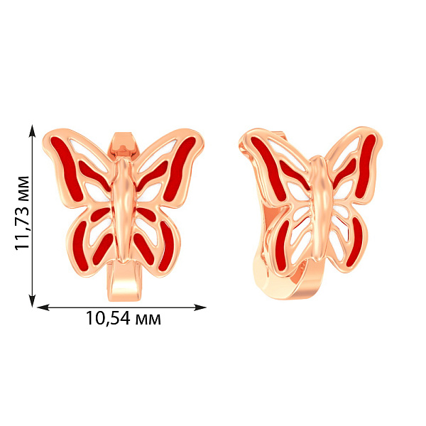 Детские золотые серьги Бабочки с эмалью (арт. 110502к) – изображение 4