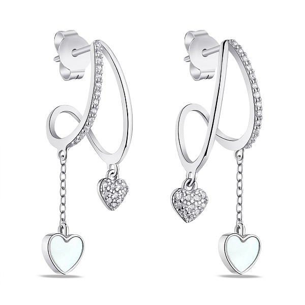 Серебряные серьги с перламутром и фианитами (арт. 7518/6361п) – изображение 1