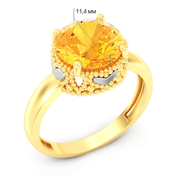 Золотое кольцо с цитрином (арт. 140573Пжц) – изображение 2