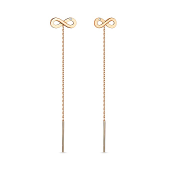 Фото Золотые сережки-протяжки «Бесконечность» (арт. 110829)