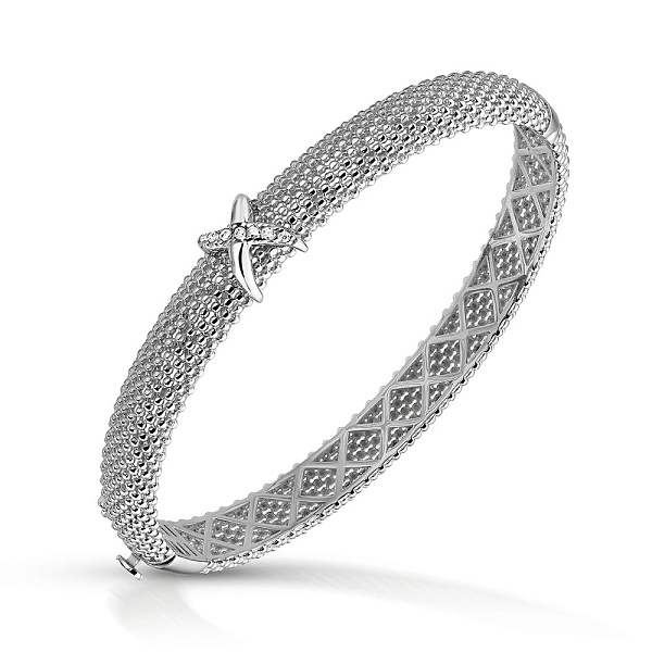 Жорсткий браслет з білого золота з фіанітами (арт. 3261321б) – зображення 1