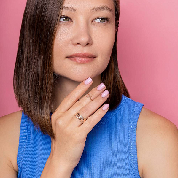 Кольцо из красного золота с фианитами (арт. 156330) – изображение 5